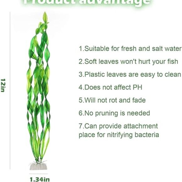 Artificial Green 12" Seaweed Fish Tank Decorations Aquarium Plants Fish Tank NEW - Picture 5 of 5